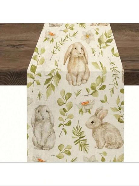 Velikonoční běhoun se zajíčky a květinami, 