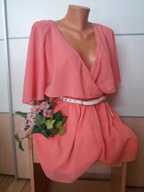 Krásný šifónový overal lososový, m