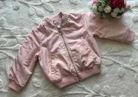 Bunda růžová se srdíčky bomber - v.92, h&m,92