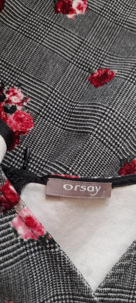 Orsay šedé kárované šaty s květinami, orsay,38