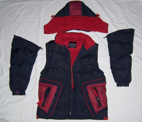 Tmavě modrá teplá bunda s odepínacími rukávy, success,134