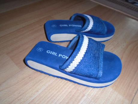 Pantofle bačkory vel 28 stélka 17,5 cm džínové, 28