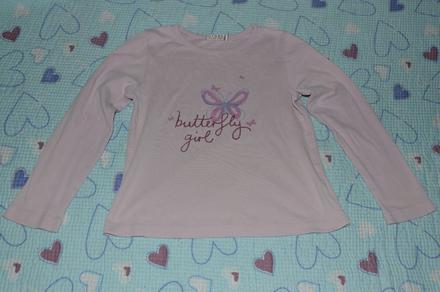 122 128 bavlněné růžové triko s motýlem dl. rukáv, george,128
