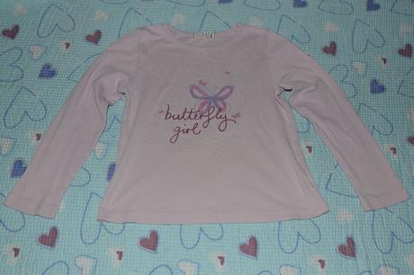 122 128 bavlněné růžové triko s motýlem dl. rukáv, george,128