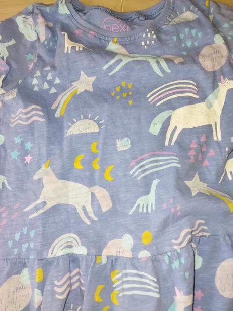 Modré šaty s poníky, jednorožci, koníky 104 next, next,104