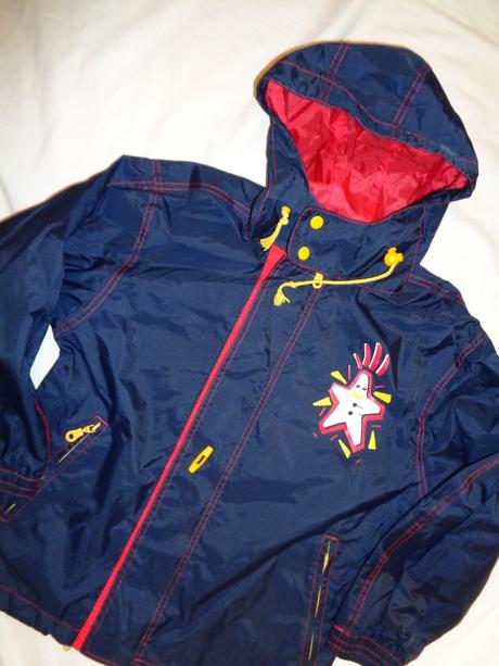 Krásná modrá šusťáková bunda 134/140, 134