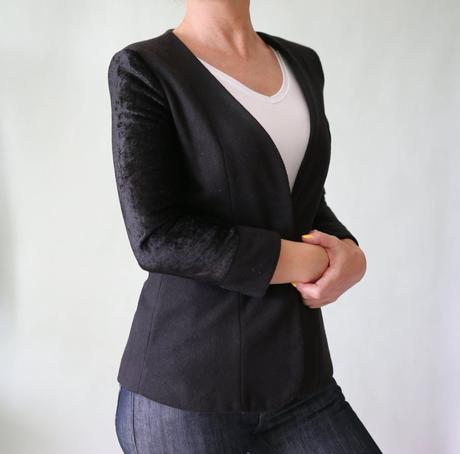 Dámske čierne sako - vlna a zamat veľ. s, s