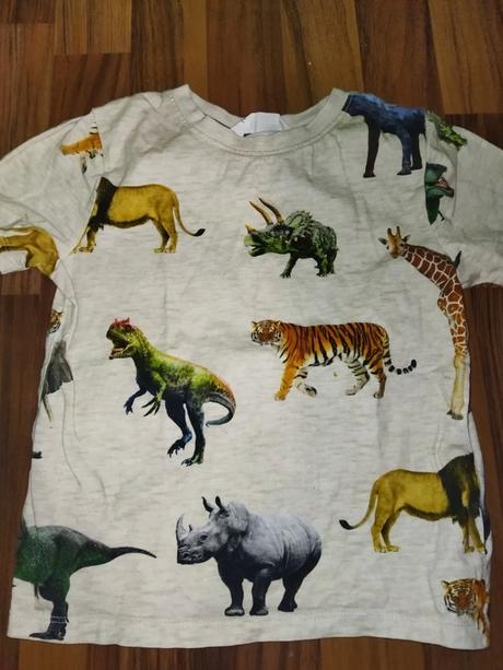 Béžové tričko se zvířátky 4/6 let, h&m,110