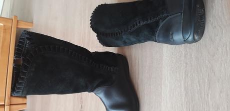 Černé kožené kozačky clarks vel. 34, clarks,34