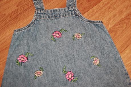 Džínová sukně šaty gap s laclem, kytičky - vel. 4r, gap,104