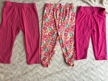 122/128 leginy 3/4 kratke ruzova a s kvety, pepperts,122