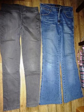 Džíny vel šedé 152 modré vel 27, 152