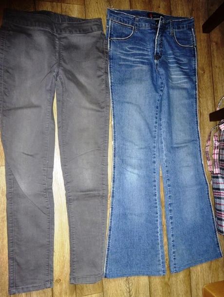 Džíny vel šedé 152 modré vel 27, 152