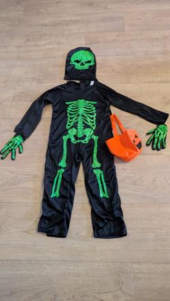 Ka220 karnevalový kostým kostra 5 - 7 let, 116/122,
