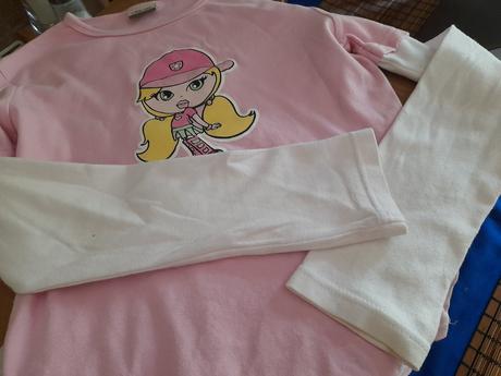 Pěkné bílorůžové tričko dlouhý rukáv s obrázkem, 116