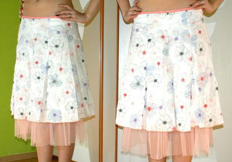 Sukně letní s květy a tylem, 38