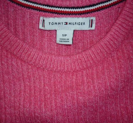 Růžový dámský svetr s krátkými rukávy th, tommy hilfiger,s