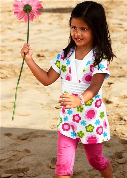 Kytičkovaná tunika + legíny letní komplet, bonprix,128 / 134