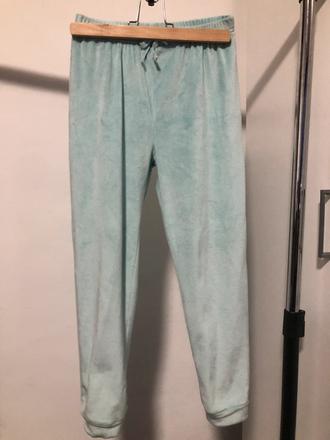 Plyšové zelenkavé pyžamové kalhoty, 140