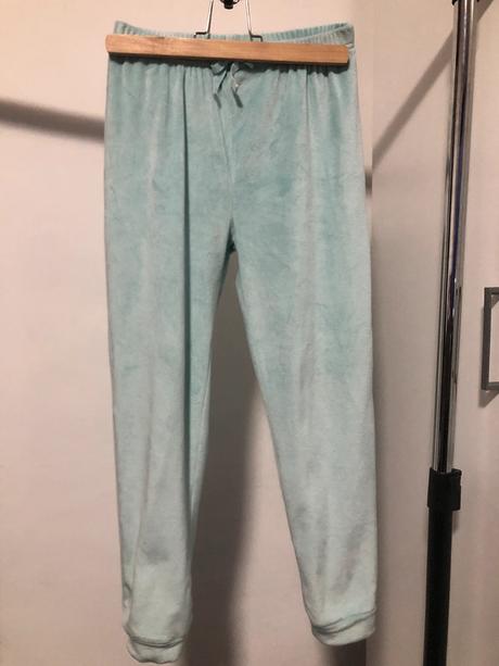 Plyšové zelenkavé pyžamové kalhoty, 140