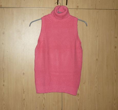 Sytě růžová pletená vesta s rolákem michael kors, michael kors,xs