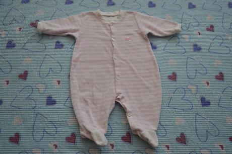 Proužkatý teplejší overal s výšivkou, beruškami, baby,62