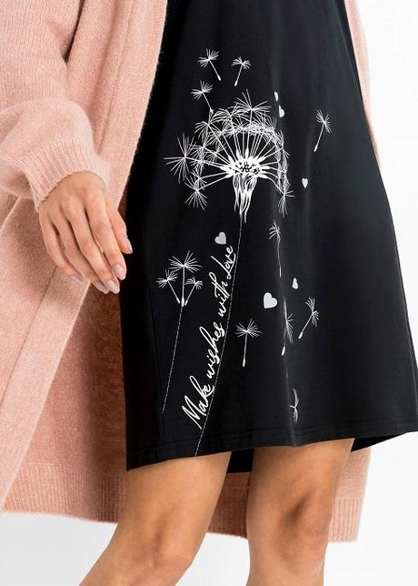 Dámská noční košile pampeliška černá vel. s, bonprix,36 / 38 / s