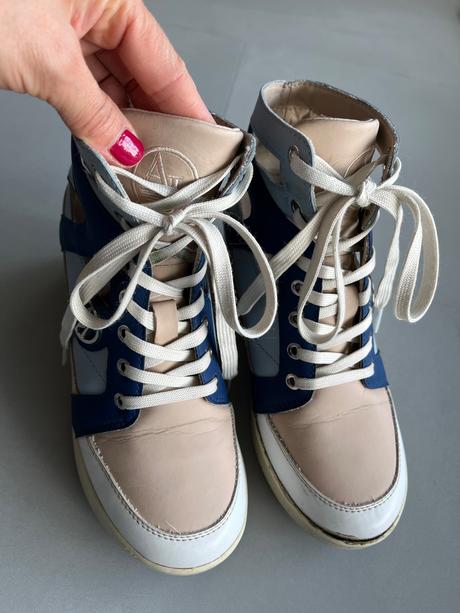 Armani jeans sexy sneakers modrá béžová 37 klínek, armani,37