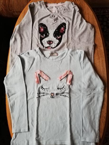 Sada dívčích triček, pes a kočka, vel. 134/140., 134