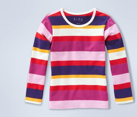 2-pack dívčí trika tchibo smetanové + pruhované, tchibo,110 / 116