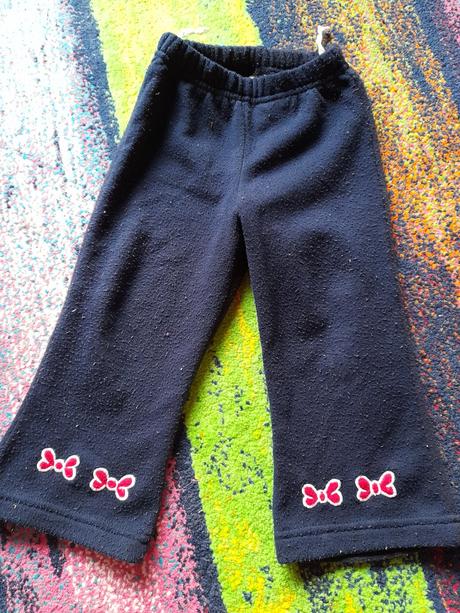 Tepláky tmavě modré s mašličkami, 80