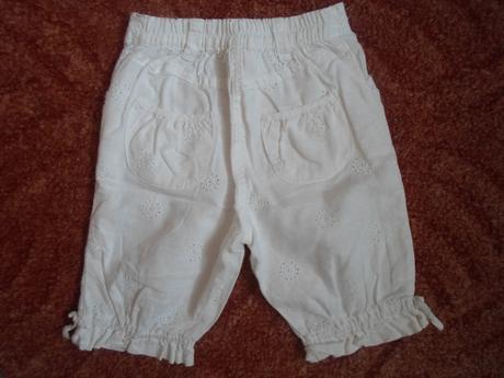Bílé kalhoty rifle džíny kraťasy plátěné 3/4, h&m,98