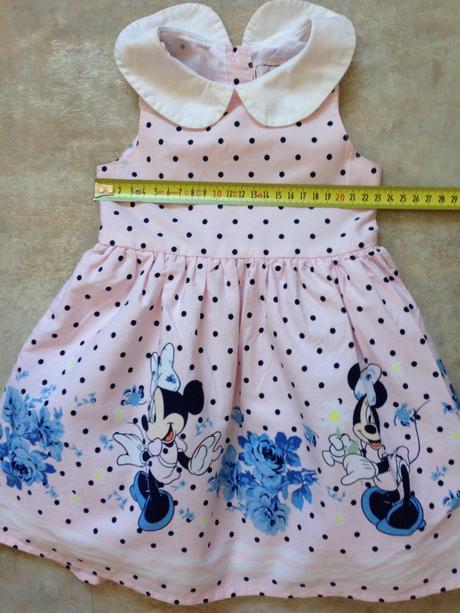 Šaty minnie myška růžová modrá 9-12m,80 cm spodnič, 80