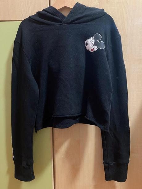 Černá mickey mouse mikina 146/152, h&m,146
