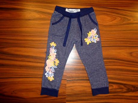 Kouzelné modrofialové tepláky s kytičkami 86/92, lupilu,92