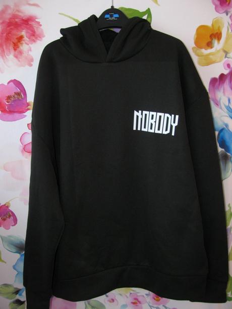 Černá mikina s kapucí oversize nobody, xl