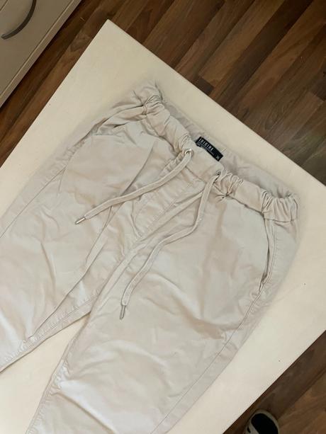 Béžové kalhoty s tkanicí, vel xs, menší postava, m, xs