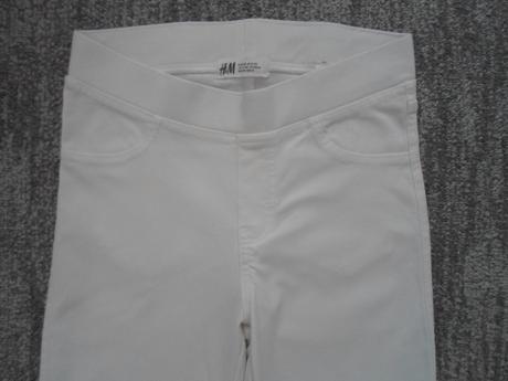Bílé legíny tregíny džegíny kalhoty skinny 3/4, h&m,158