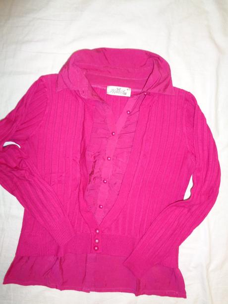 Sytě růžový svetřík a halenka v jednom m/l, m