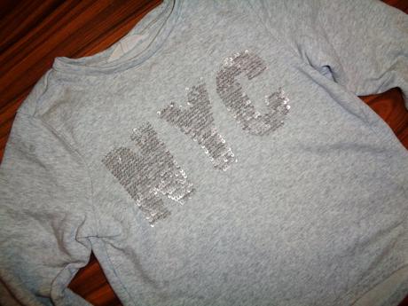 Šedá mikina s flitrovým nápisem, h&m,152