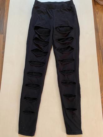 Kalhoty/legíny s dírami a sítí, vel xs, fb sister, xs