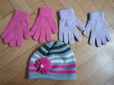 Zimní rukavice a čepice vel. 110 / 128, h&m,110