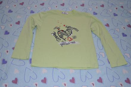 Zelenkavé triko se srdíčky 140/146, 140