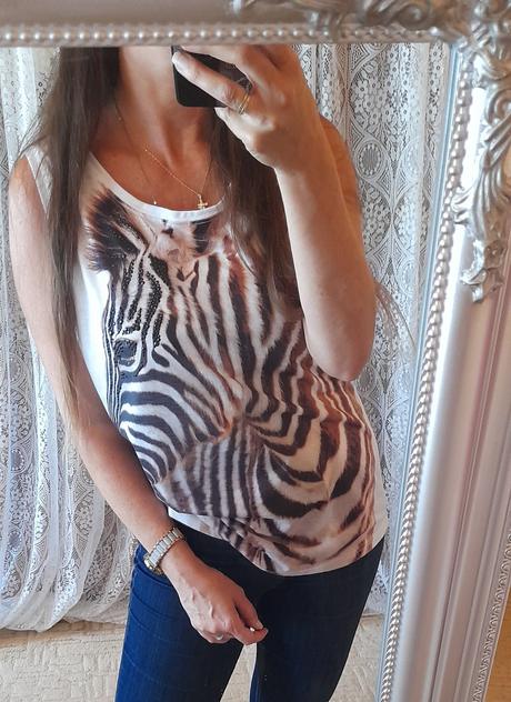 Zebra bílý letní top maxi blue, 42