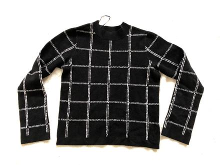 H&m xs kostkovany cernobily svetr, h&m,xs