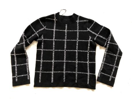 H&m xs kostkovany cernobily svetr, h&m,xs