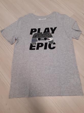 Šedivé tričko play vel. 146/152, h&m,146