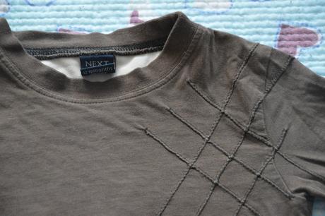 Hnědý set oblečení, manžestrové kalhoty, 3x triko, next,80