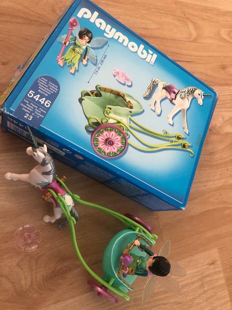 Motýlková víla v kočáru zapřaženém do jednorožce., 