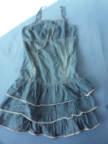 Plátěné modré šaty vel. 146, 146